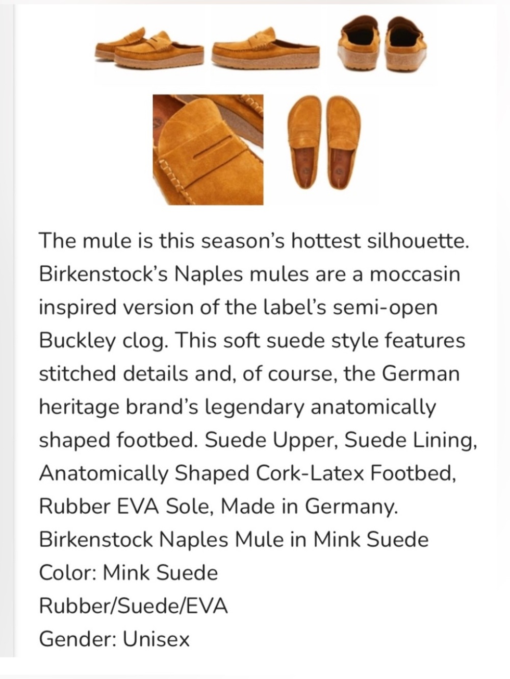 Birkenstock Naples Penny Clog Mink Brown Chestnut Suede Moccasins Size 11 - Picture 11 of 11